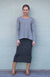 Black Pinstripe Women&#39;s Merino Wool Long Tube Skirt
