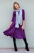 Boysenberry Purple Women&#39;s Merino Wool Fit and Flare Dress with 3/4 Sleeves
