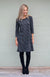 Black Grey Stripe Women&#39;s Merino Wool Swing Dress
