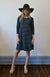 Black Grey Stripe Women&#39;s Merino Wool Swing Dress
