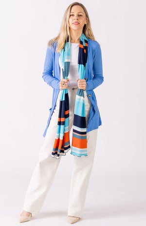 Turquoise & Orange Multi Stripe