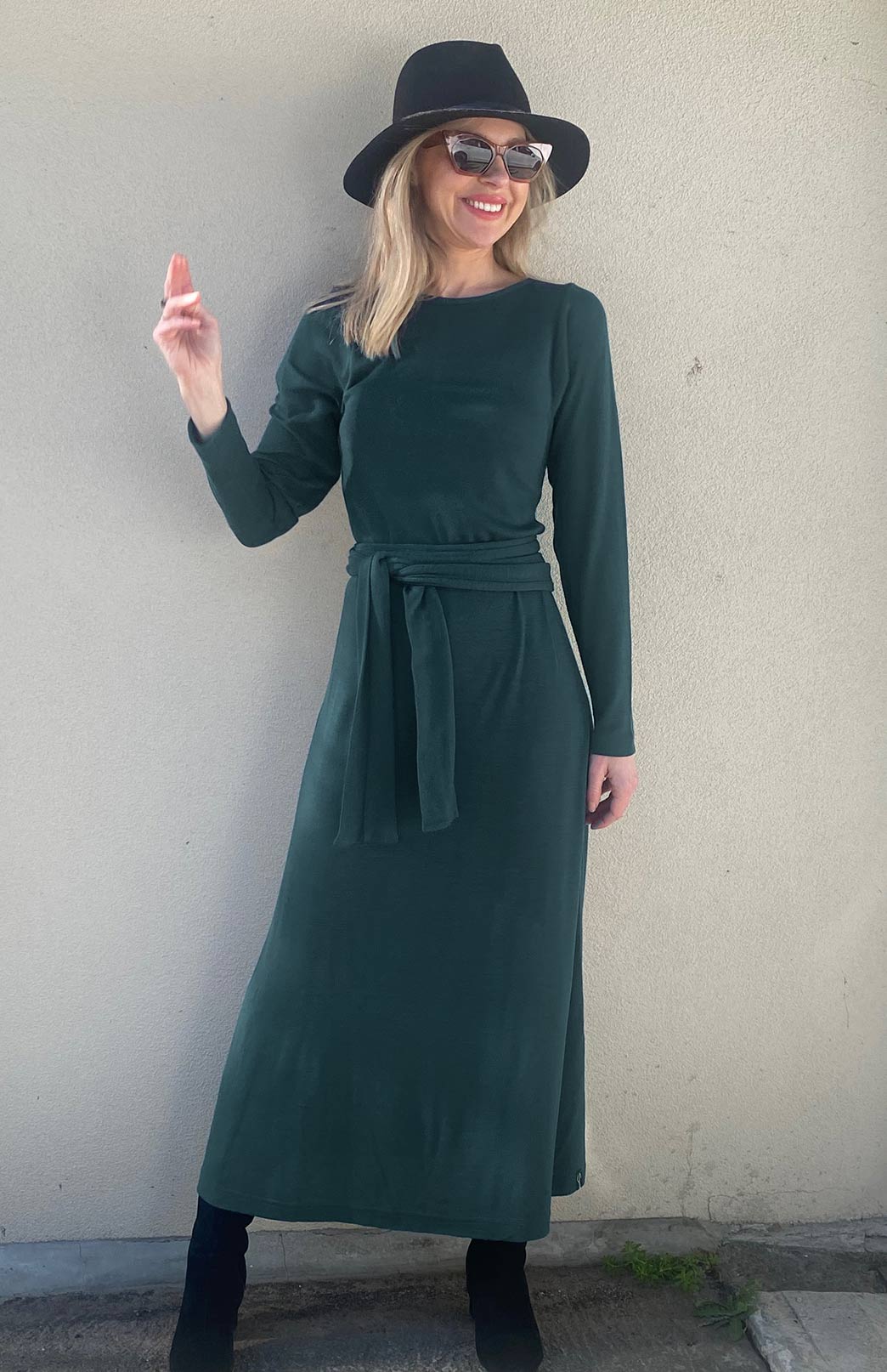 Long sleeve woolen dress hotsell