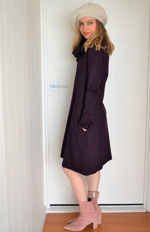 Second:  Cowl Neck Swing Dress - Modal Fleece (size 12)