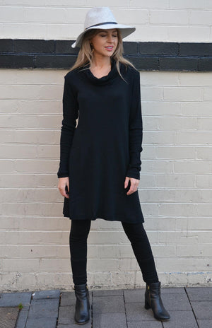 Second:  Cowl Neck Swing Dress - Modal Fleece (size 12)