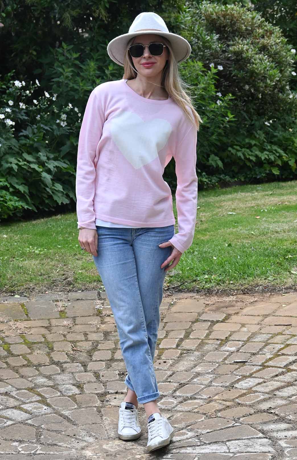 Baby pink crew neck jumper best sale