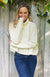 Ivory Women&#39;s Merino Wool Cropped Wide Cable Jumper
