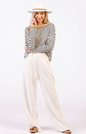 Cream & Black French Stripe