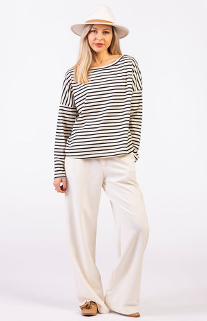 Cream & Black French Stripe