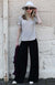 Black Women&#39;s Merino Wool Palazzo Pants
