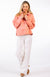 Salmon Pink Women&#39;s Organic Cotton and Superfine Merino Wool Zip Top
