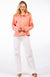 Salmon Pink Women&#39;s Organic Cotton and Superfine Merino Wool Zip Top
