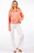 Salmon Pink Women&#39;s Organic Cotton and Superfine Merino Wool Zip Top
