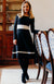 Black & Ivory Women&#39;s Merino Wool Long Sleeve Fitted Dress
