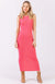 Hot Pink Women&#39;s Merino Wool Tank Midi Dress
