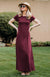 Burgundy Women&#39;s Merino Wool Maxi Dress with Side Split
