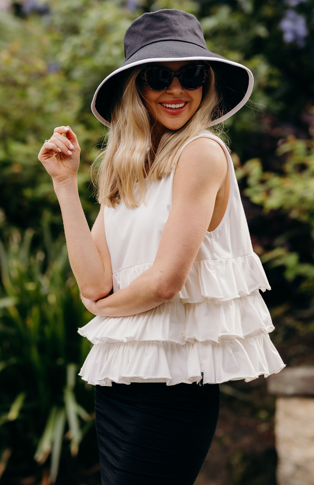 Ivory Women&#39;s Organic Cotton Ruffled Sleeveless Top
