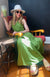 Pistachio Green Women&#39;s Sleeveless Merino Wool Maxi Wrap Dress
