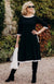 Black & Ivory Women&#39;s Merino Wool Fit and Flare Mary Dress with 3/4 Sleeves and contrast detail
