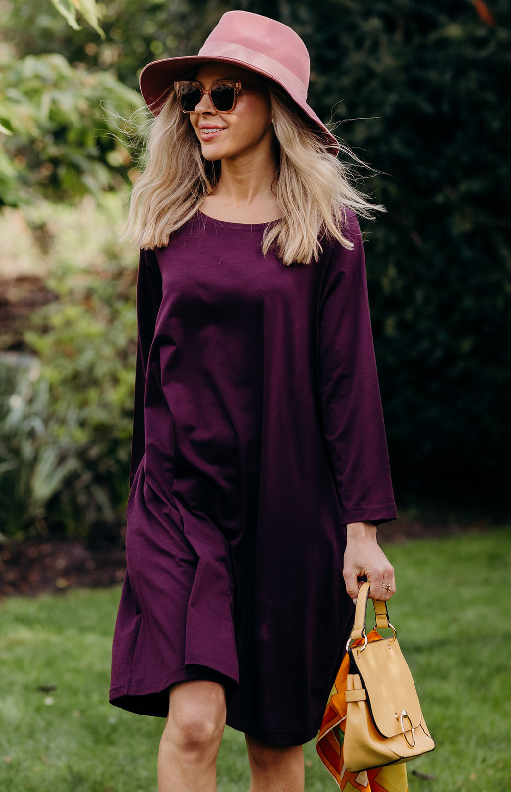 Purple wool hot sale dress