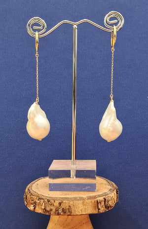 Fireball Pearl Drop Earring 18ct Gold Plated