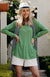 Pistachio Green Women&#39;s Merino Wool Long Sleeve Top with Raglan Sleeves
