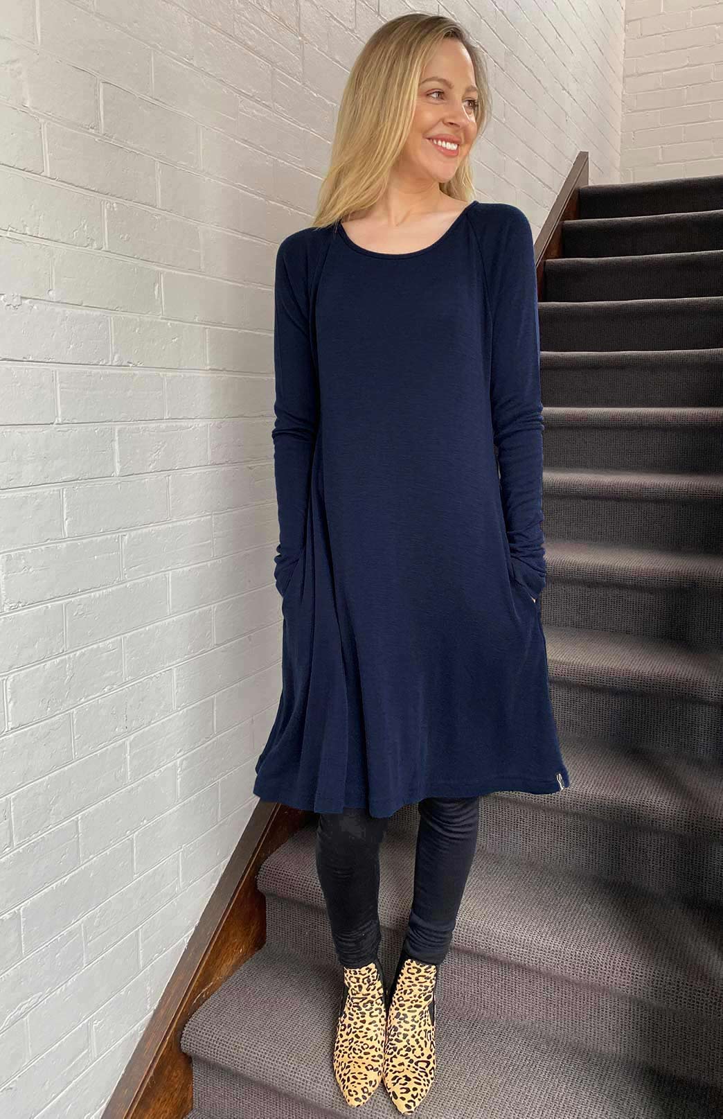 Women s Merino Wool Swing Dress Smitten Merino