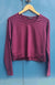 Aubergine Purple Women&#39;s Merino Wool Long Sleeved Boxy Short Cropped Top
