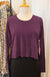 Aubergine Purple Women&#39;s Merino Wool Long Sleeved Boxy Short Cropped Top
