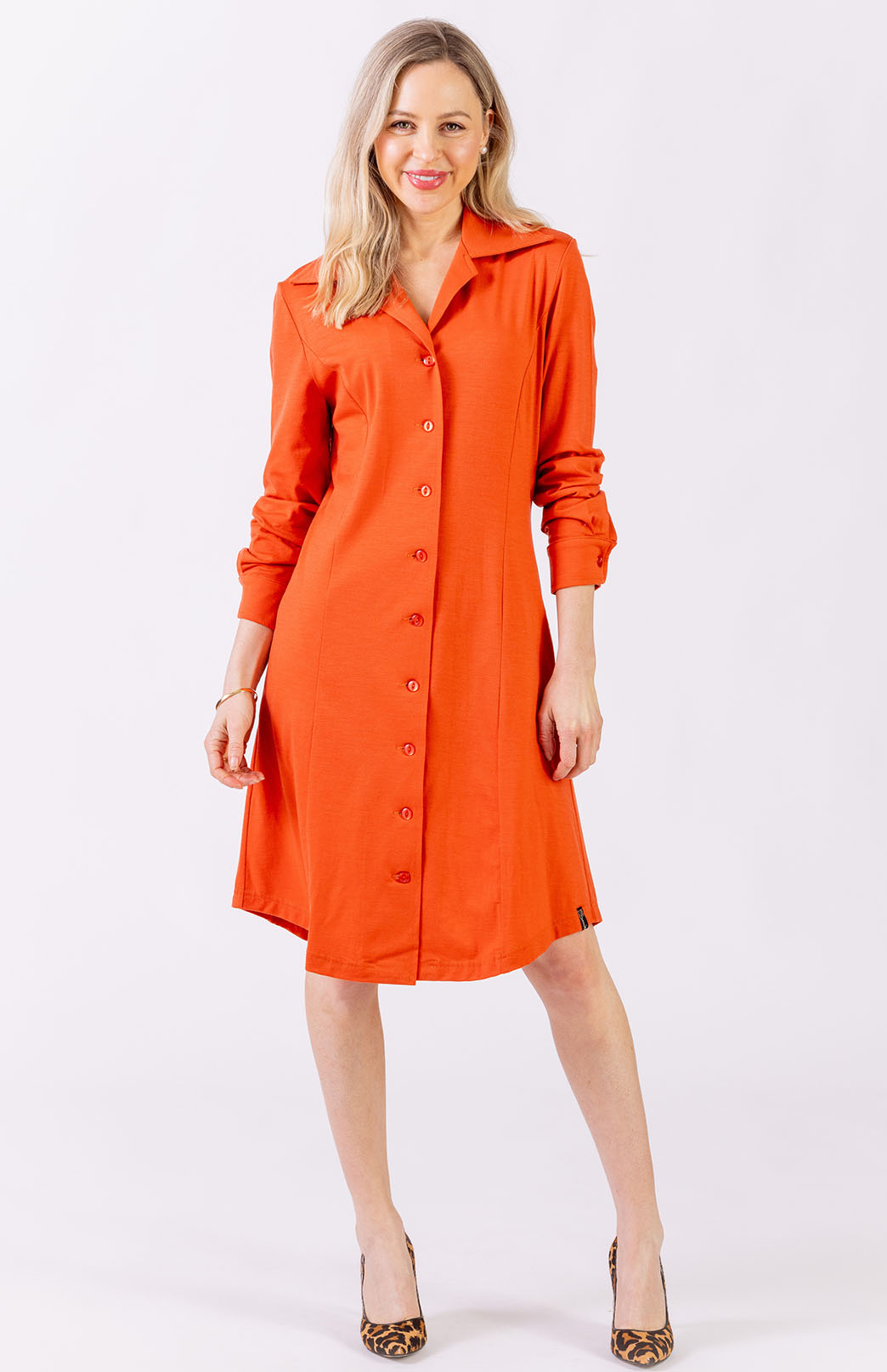 Burnt orange shirt dress online