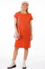 Burnt Orange Women&#39;s Merino Wool Shift Dress with Short Sleeves
