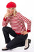 Red & Ivory Stripe Women&#39;s Long Sleeve Classic Knitted Merino Wool Top
