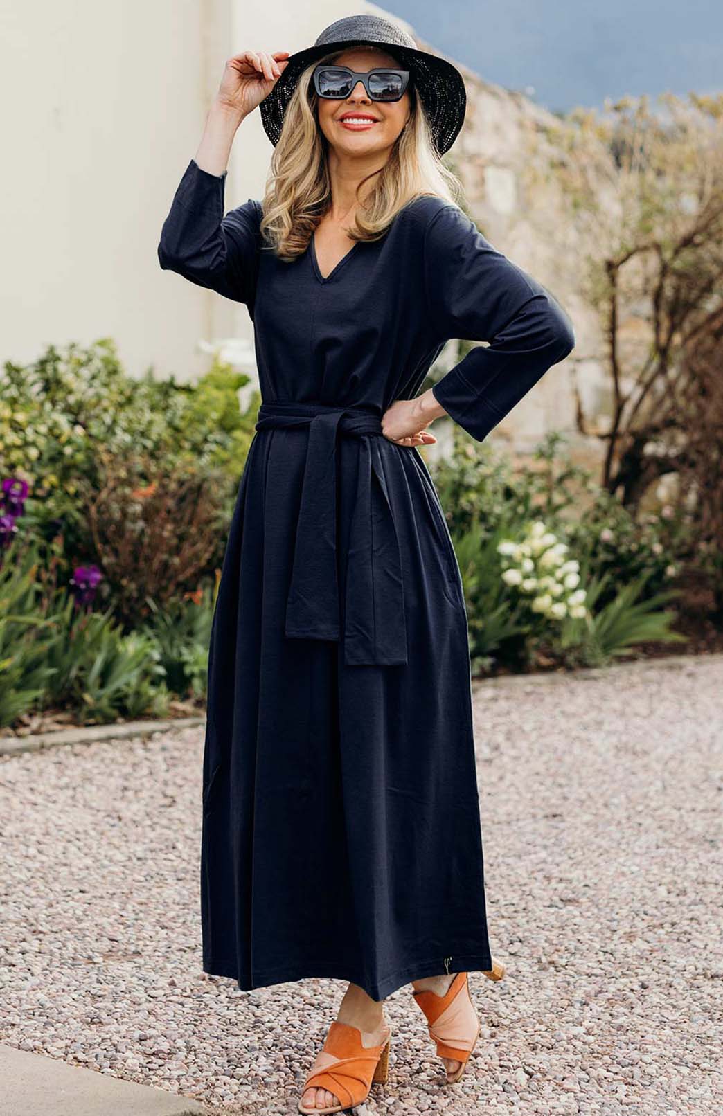 Floaty navy dress best sale