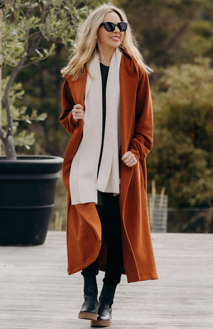 100% Wool Fleece Hooded Coat