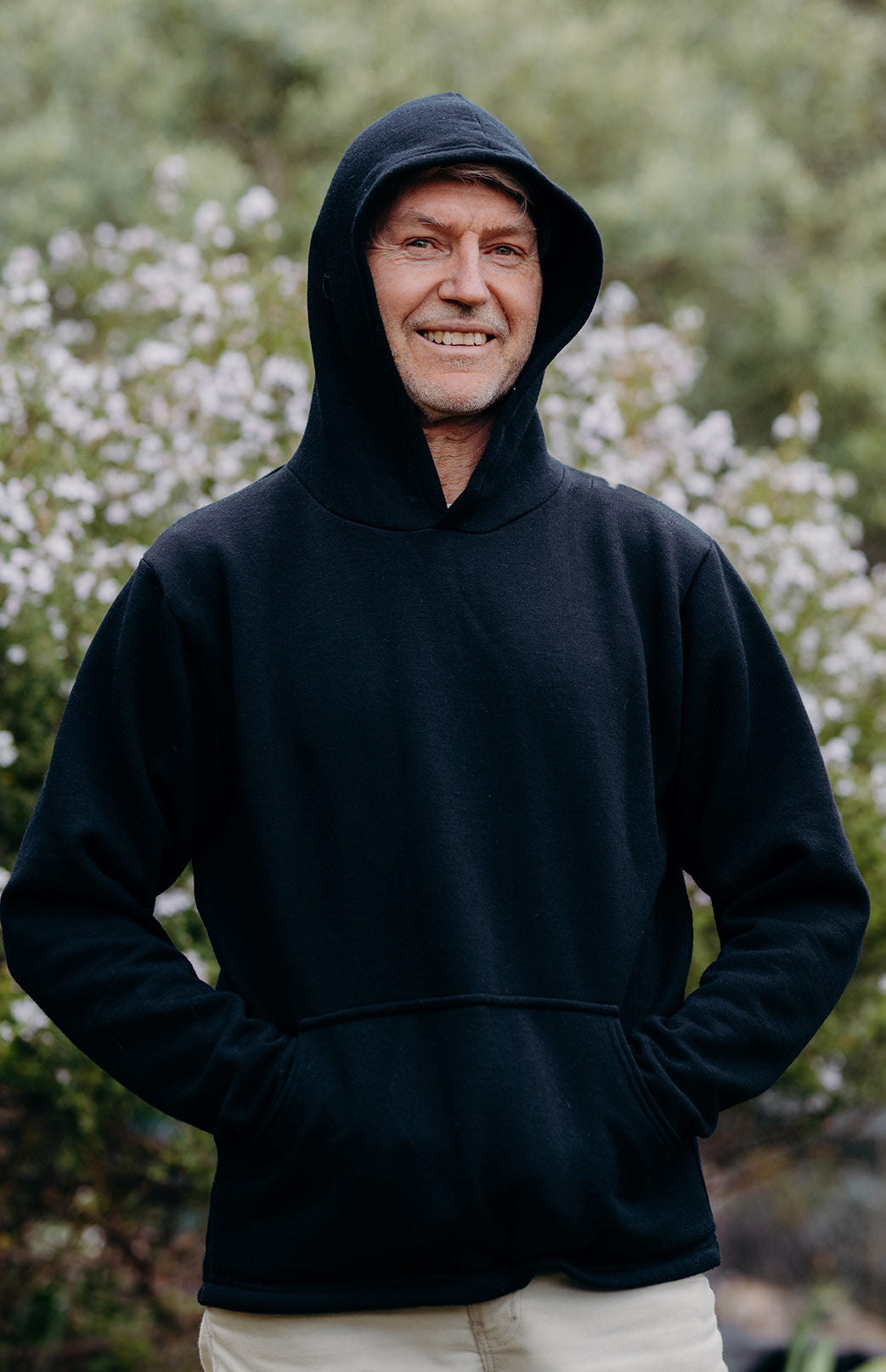 Black merino wool hoodie sale