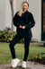 Black Women&#39;s Merino Wool 270gsm Fleece High Waisted Thermal Winter Leggings or Yoga Clothing
