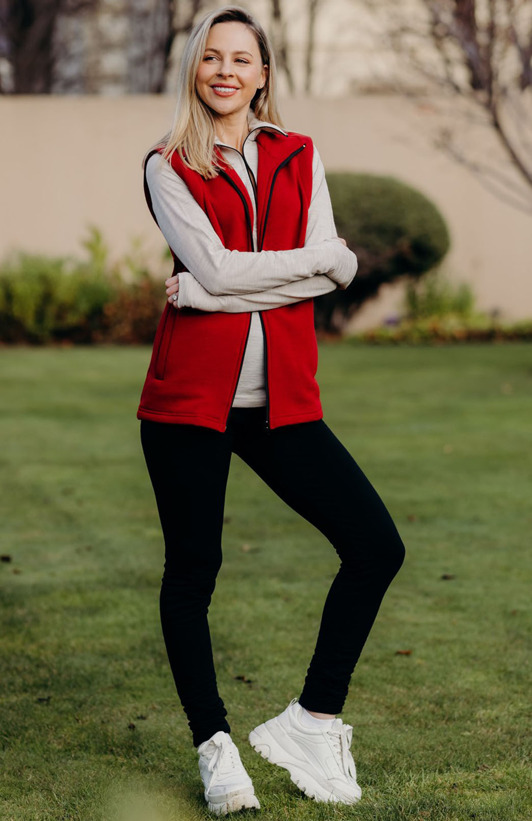 Chilli Red Women&#39;s Merino Wool Fleece Thermal Vest
