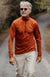 Burnt Orange Women&#39;s Merino Wool Zip Neck Top
