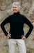 Navy Blue Men&#39;s Merino Wool Zip Neck Top
