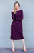 Aubergine Purple Classic Merino Wool Shift Dress with Long Sleeves
