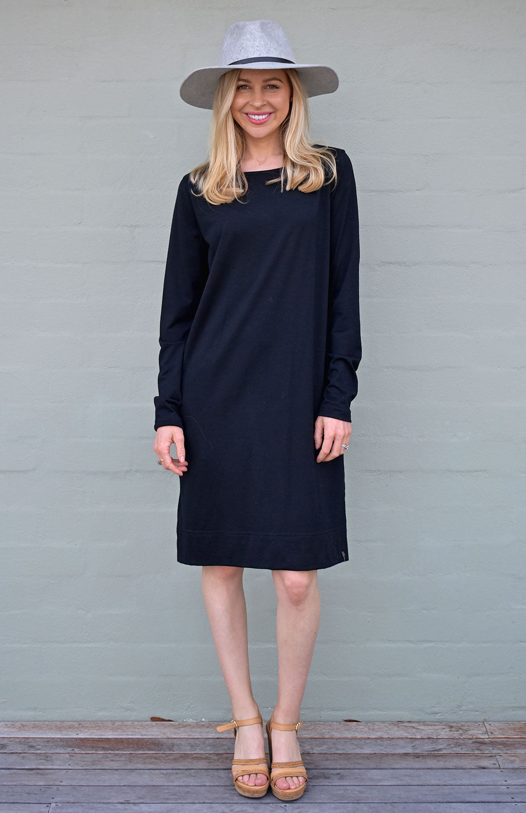 Merino Wool Long Sleeve Shift Dress Smitten Merino