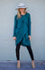 Storm Teal Women&#39;s Merino Wool Long Sleeve Wrap Around Cardigan
