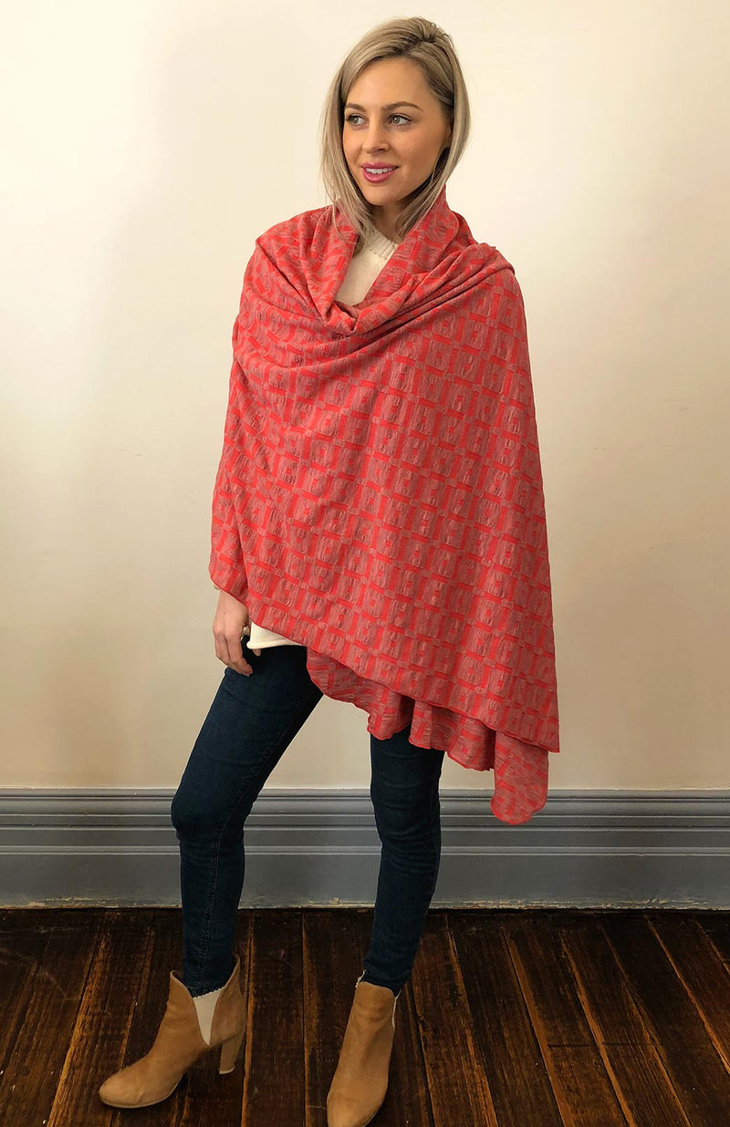 Women's Merino Wool Patterned Wrap | Smitten Merino