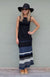 Black Multi Stripe Women&#39;s Merino Wool Maxi Skirt
