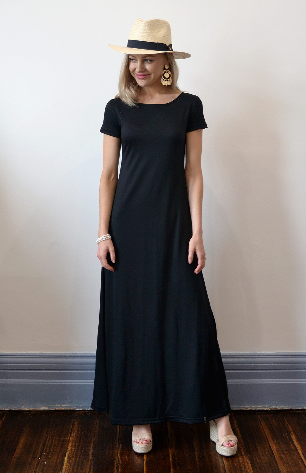 Black wool maxi dress best sale