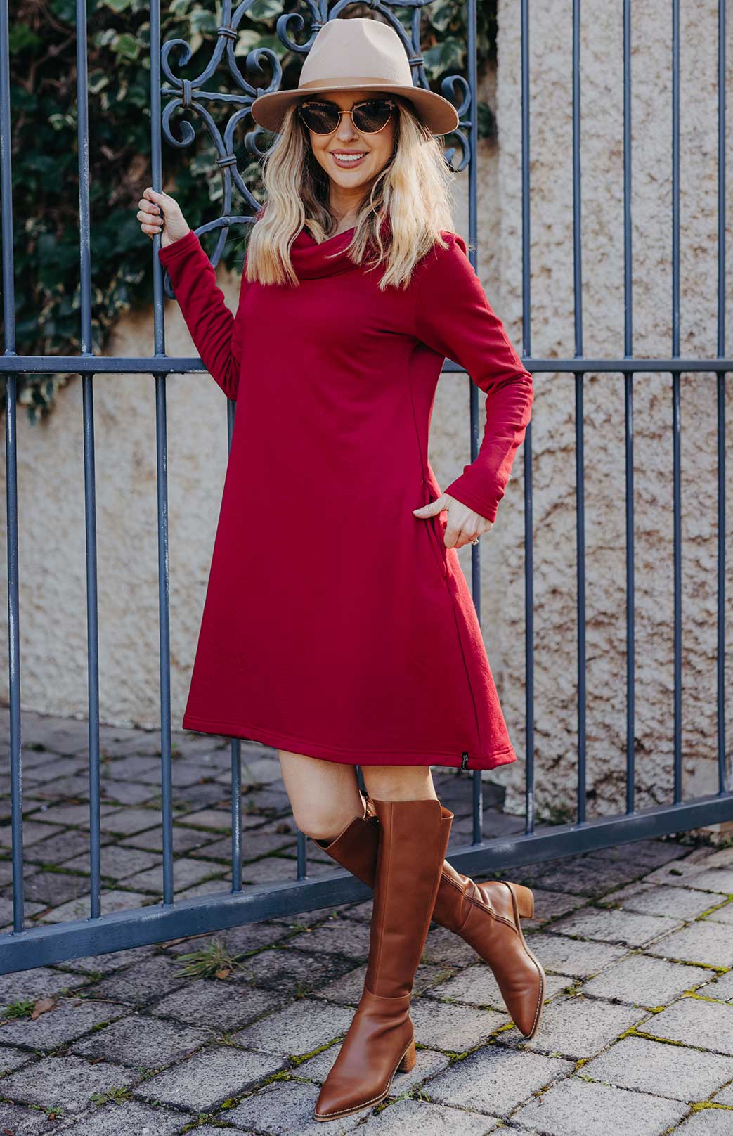 Cowl neck shop swing dress