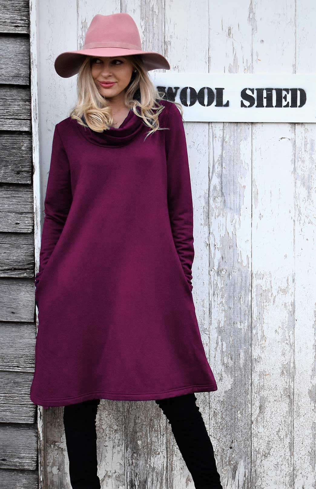 Cowl neck swing outlet dress