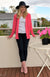 Lipstick Pink Women&#39;s Merino Wool Mini Drape Cardigan
