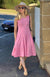 Carnation Pink Women&#39;s Merino Wool Fit and Flare Dress - Sleeveless
