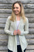 Vanilla & Grey Pinstripe Women&#39;s Merino Wool Mini Drape Cardigan
