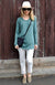 Sage Green Women&#39;s Merino Wool Long Sleeve Top with Raglan Sleeves
